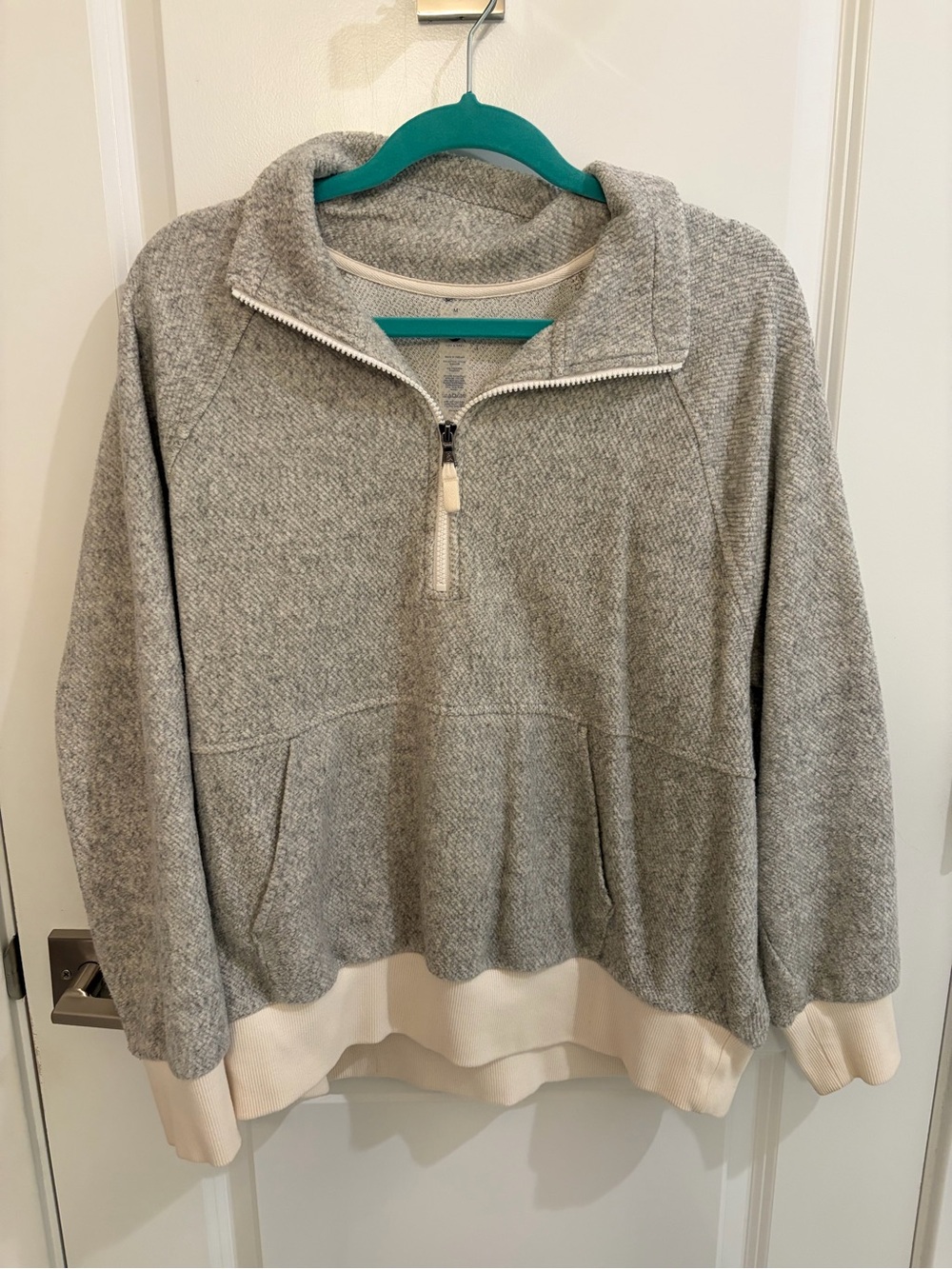 Lou & Grey Gray Half-Zip Pullover with Cream Trim